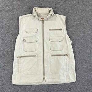 Vintage Banana Republic Mens XL Beige Hooded Utility Safari Fishing Pockets